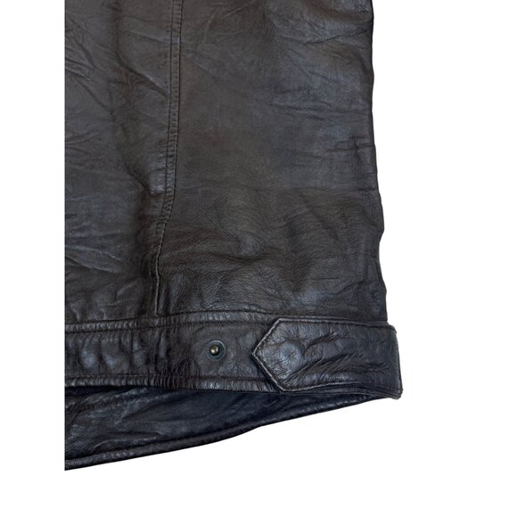 Levi’s Capital Mens Brown Leather Jacket With Pockets & Checkered Lining Sz Larg - Picture 7 of 12
